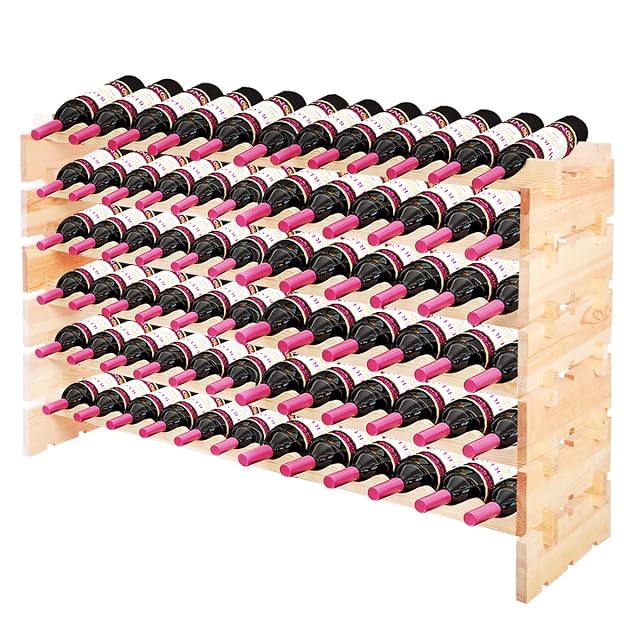 Botellero modular GOPLUS, pino natural