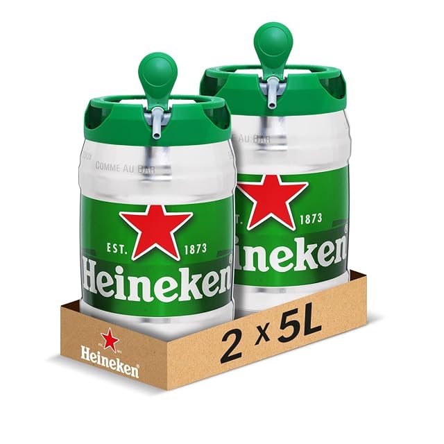 Pack de dos barriles de cerveza Heineken de 5 L