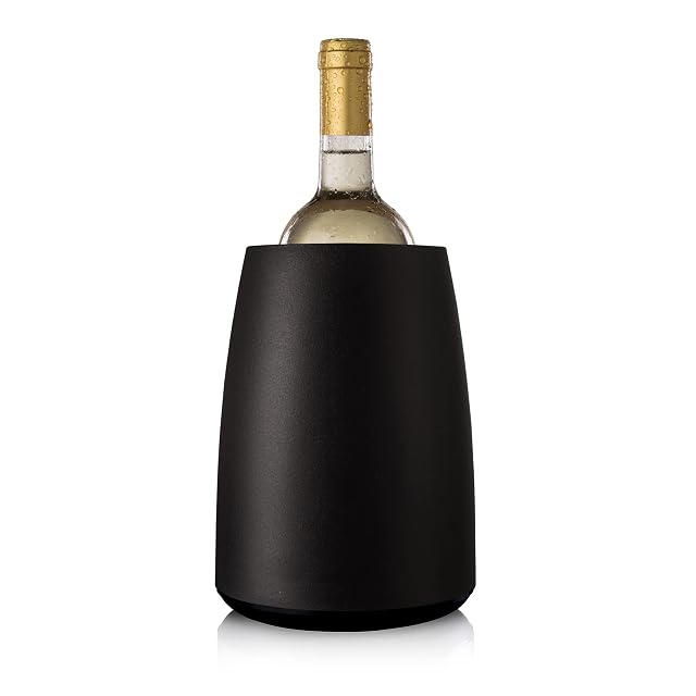 Cubo enfriador de vino Vacu Vin Rapid Ice de acero negro
